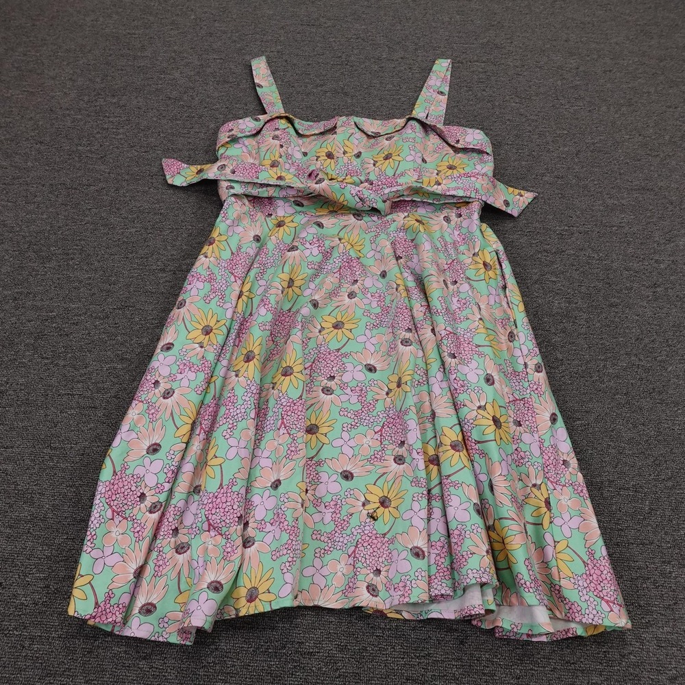 Eva Rose Dress Womens Small Multicolor Floral Fit & Flare Sundress Retro Pockets